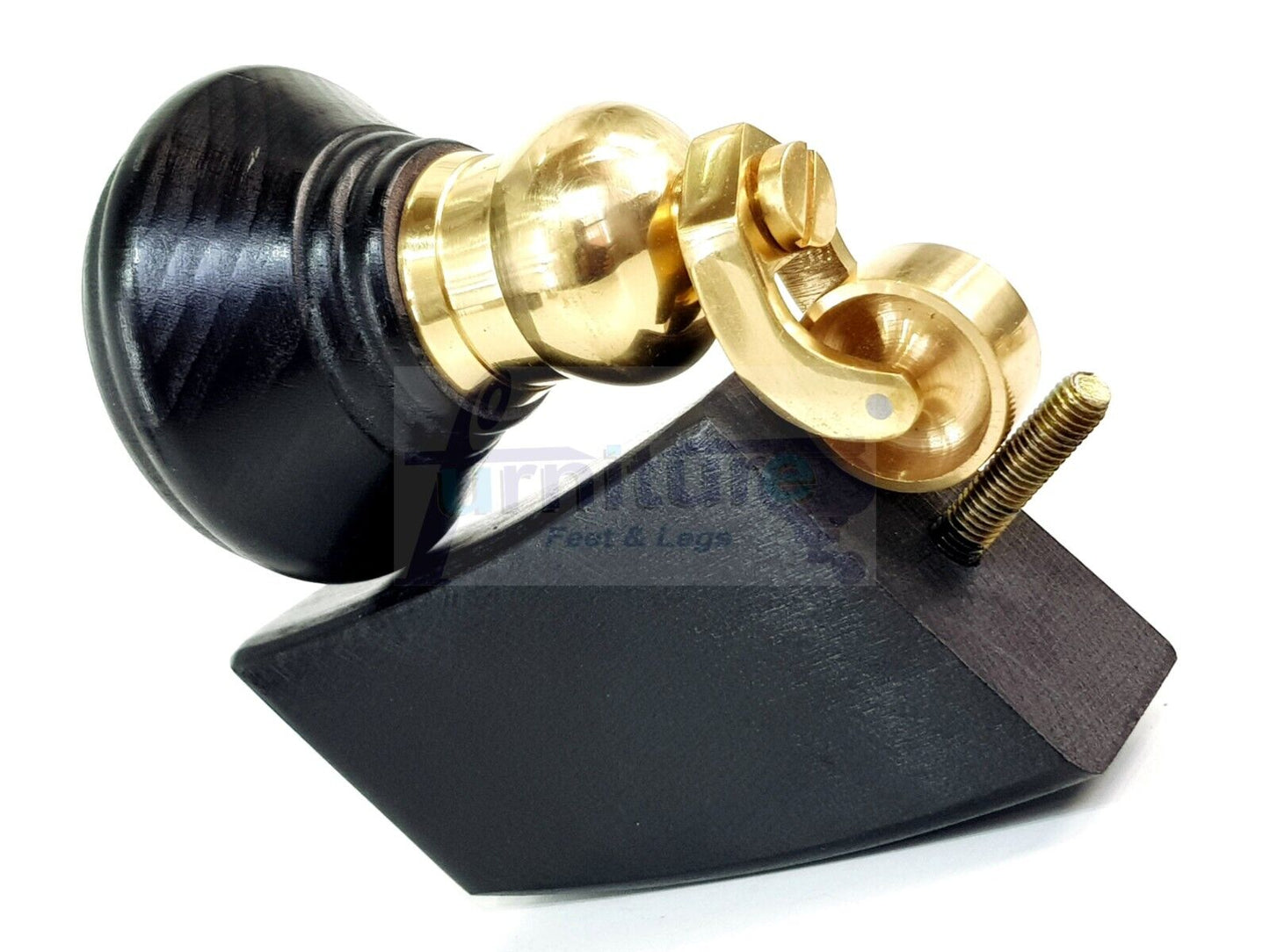 2 Black Wood Furniture Sofa Feet With Castor 125mm & 2 Curved Legs Chair Settee 100mm High M8