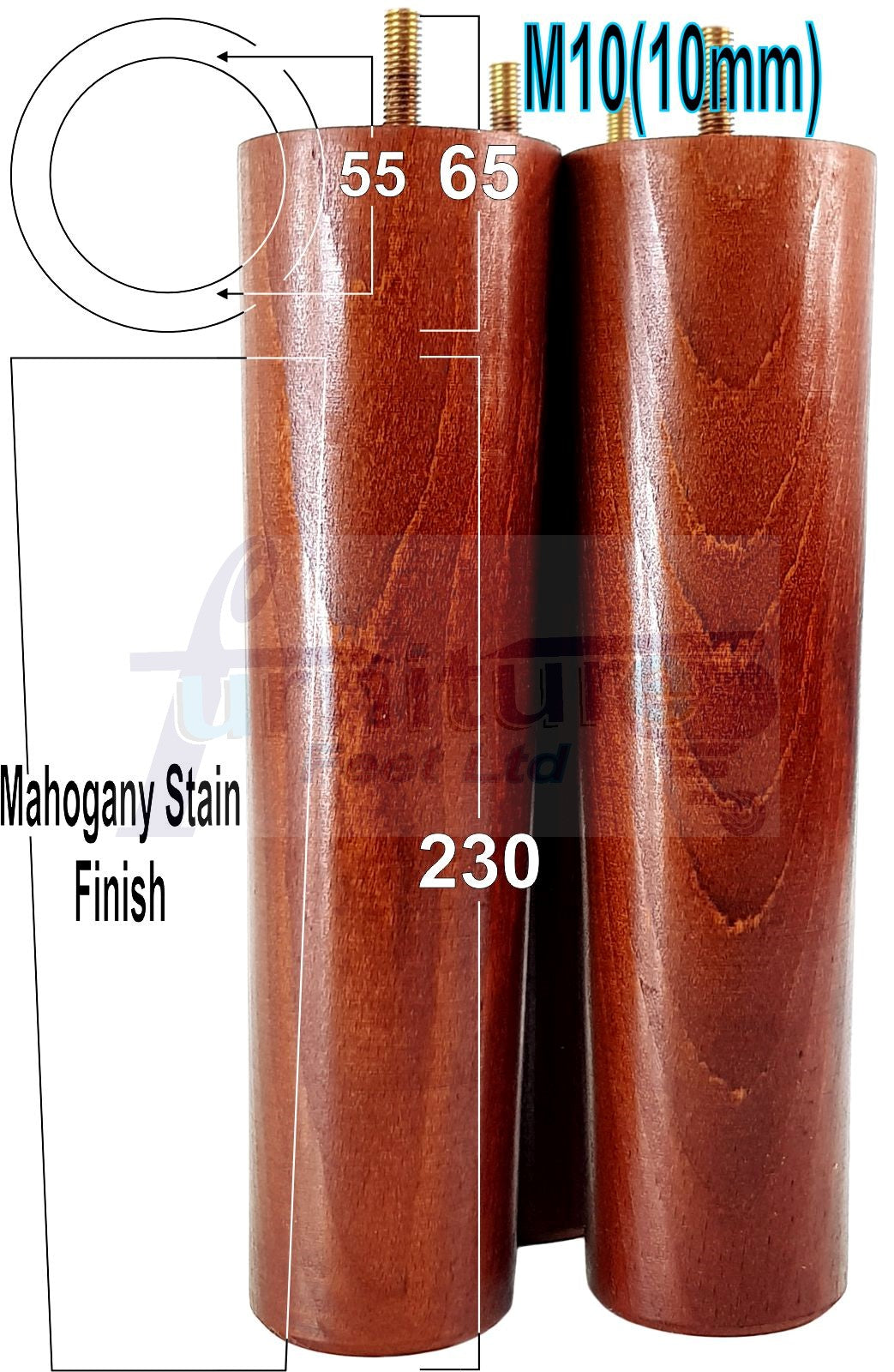 4 Solid Wood Turned Furniture Legs Replacement Feet 230mm High Chairs Sofa Bed Settee & Cabinets M10