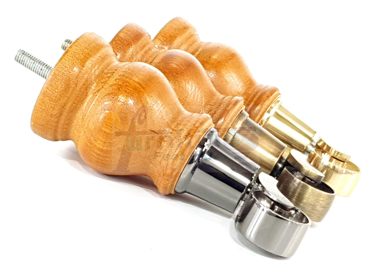 Set Of 4 Turned Wood Furniture Legs With 150mm High Castor 8mm Thread For Chairs Settees & Cabinets Golden Oak Finish