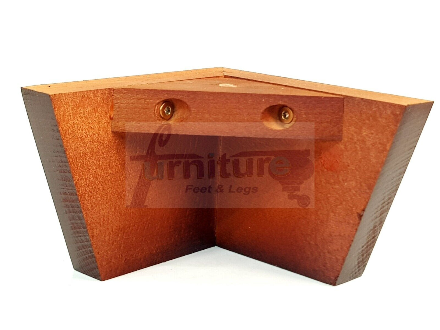 4 Solid Wood Furniture Legs Replacement Corner Feet 95mm High Self-Fixing: Mahogany