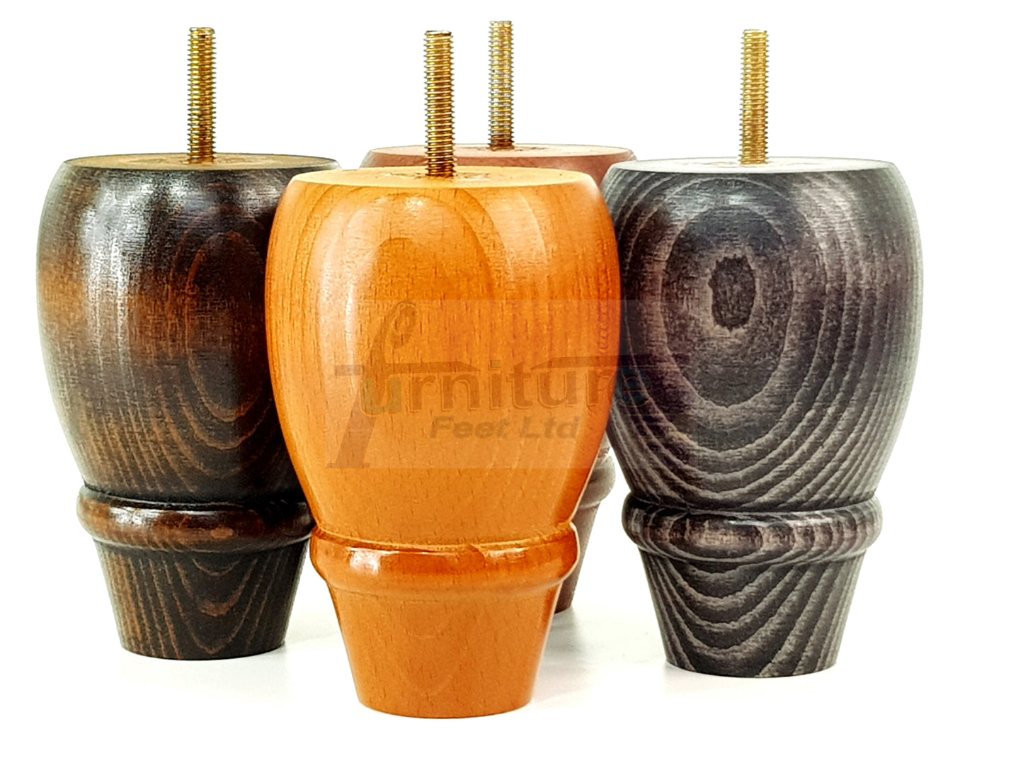 4x Wooden Turned Replacement Furniture Legs 125mm High Settee and Cabinet Feet 10mm Thread