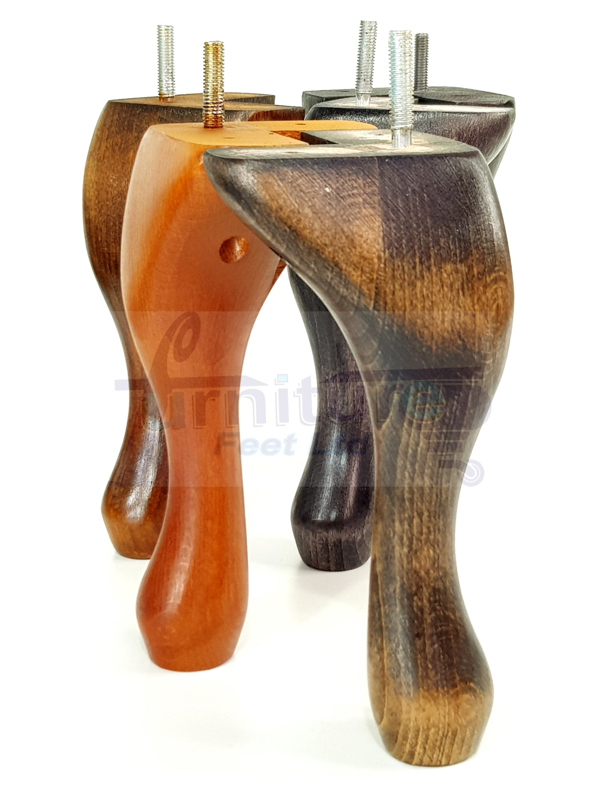 4 Solid Wood Furniture Feet 150mm High Queen Anne Replacement Legs Chairs Settees Beds Sofas M10 Thread