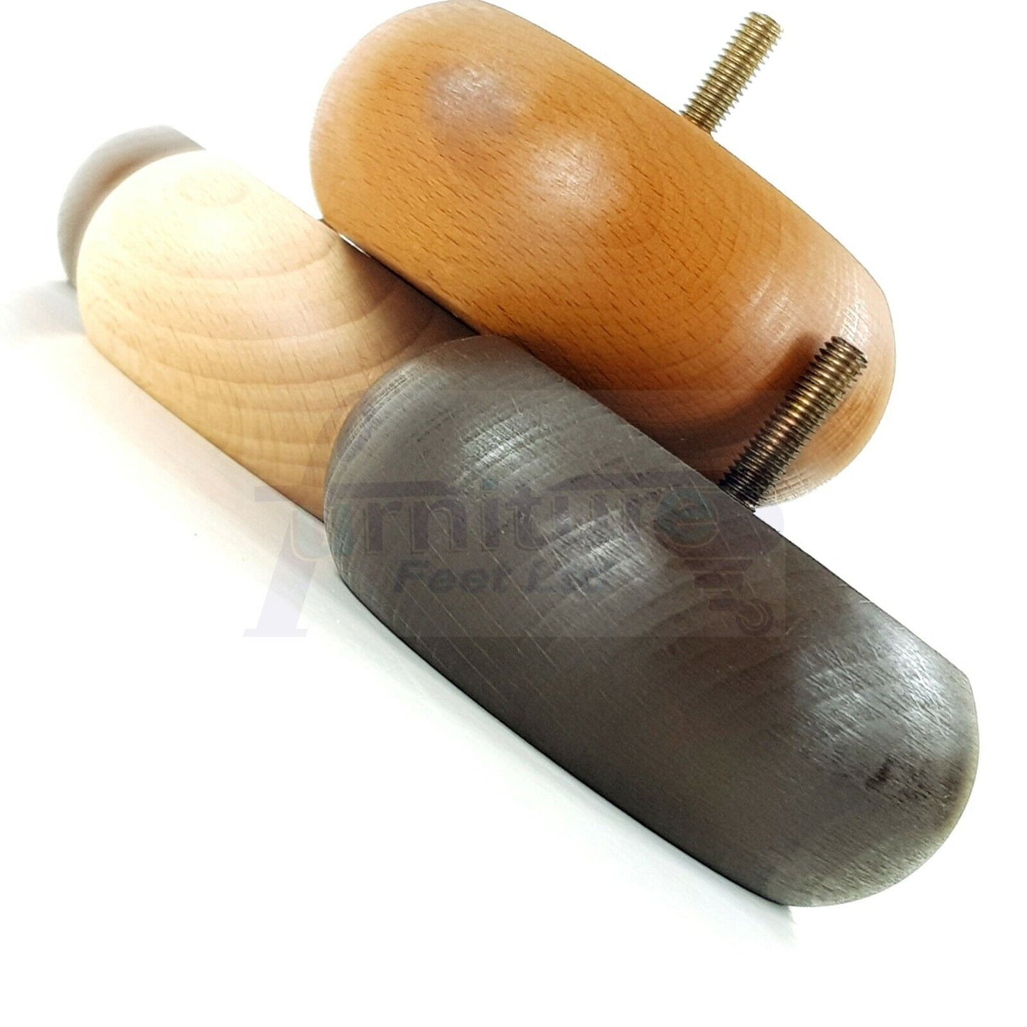 Set Of 4 Turned Wood Furniture Legs Chair Sofa Bed Replacement Bun Feet 40mm High M10 Thread