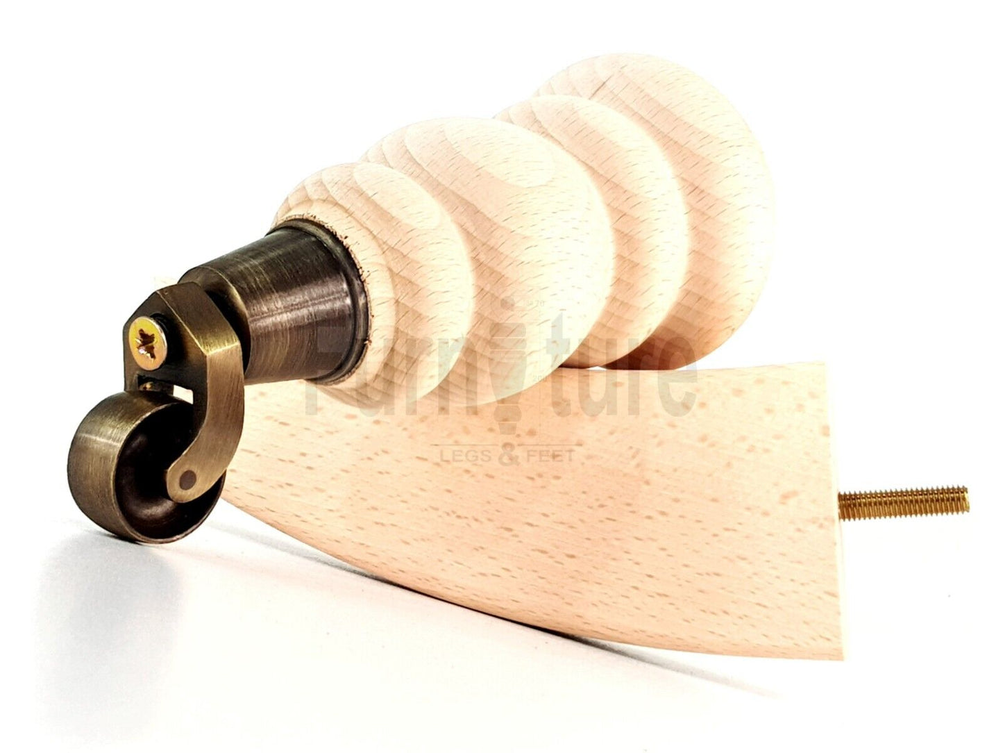 2x Furniture Antique Castor Legs & 2x Curved Solid Wooden Feet M8 Chairs Sofa 200mm High