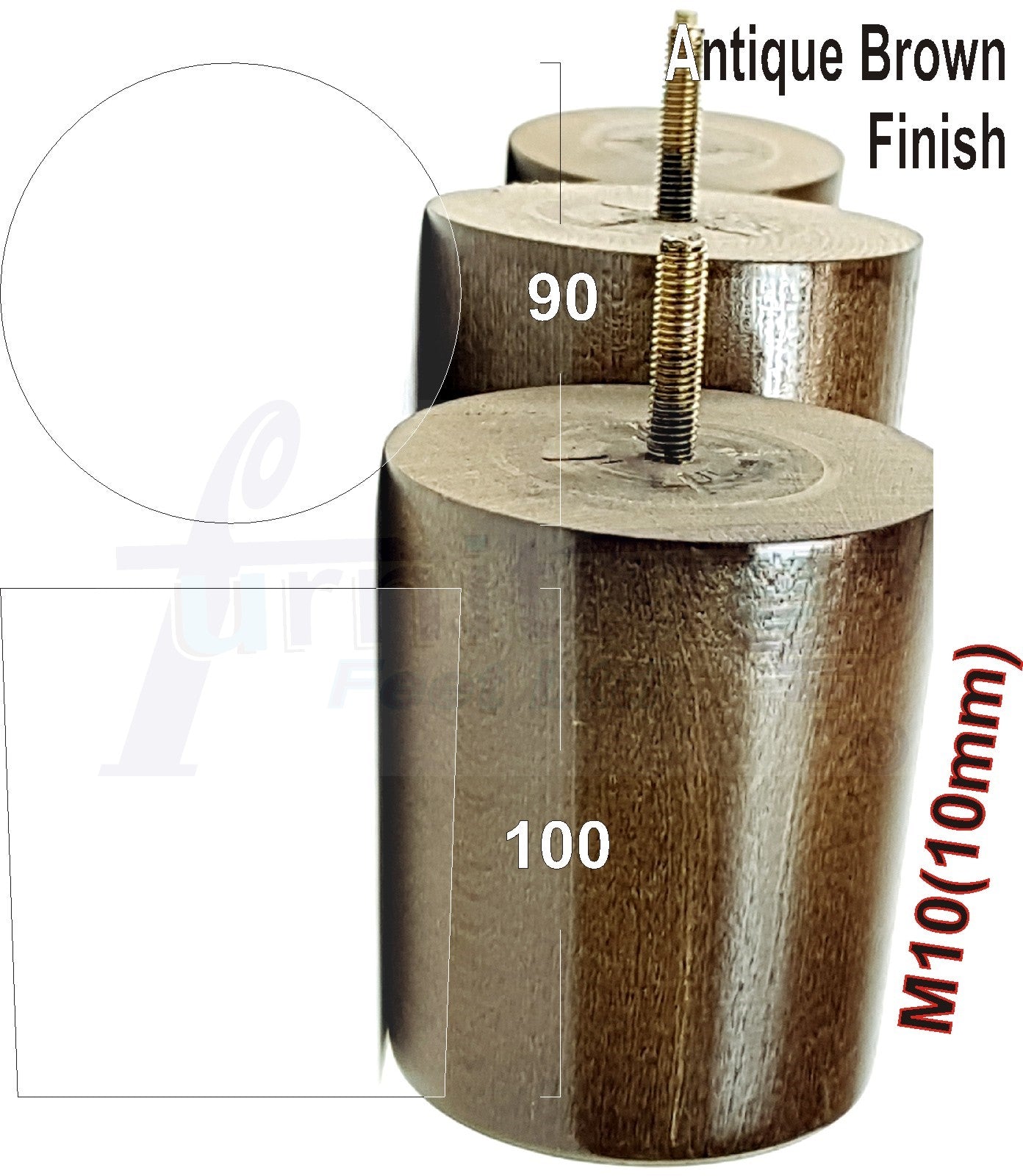 4x Turned Wood Furniture Legs Chair Sofa Bed M10 Replacement Settee Feet 100mm