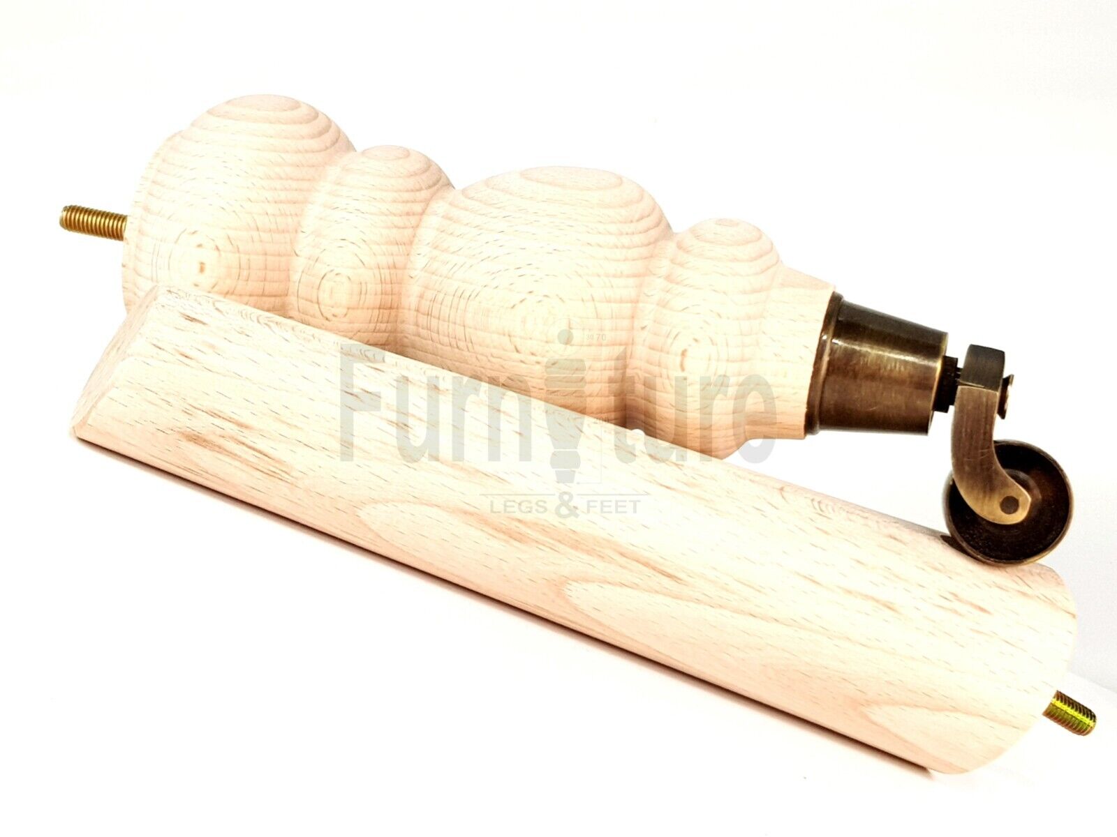 4x Turned Solid Wood Furniture Legs Replacement Feet 250mm High 8mm Thread