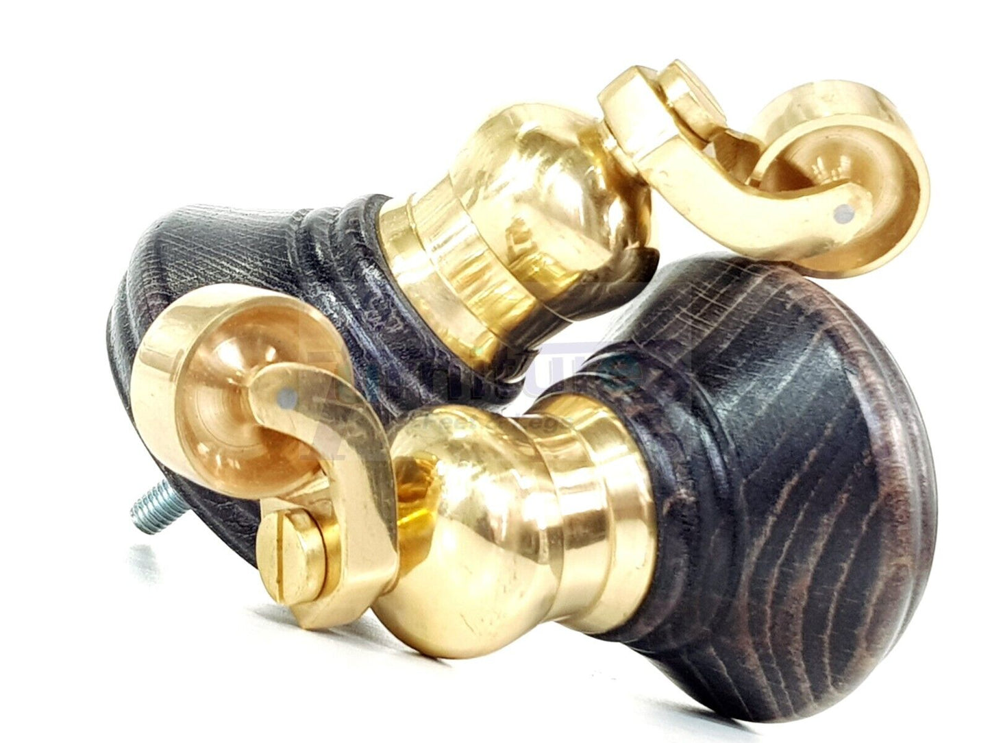 4x Black Washed Wooden Furniture Sofa Legs M8 With Castors Replacement Chair Settee Feet 115mm - 125mm High