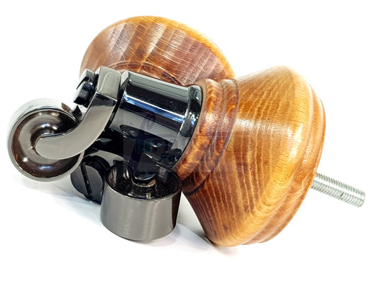 4x Medium Oak Washed Wooden Furniture Sofa Legs M8 With Castors Replacment Chair Settee Feet 115mm - 125mm High