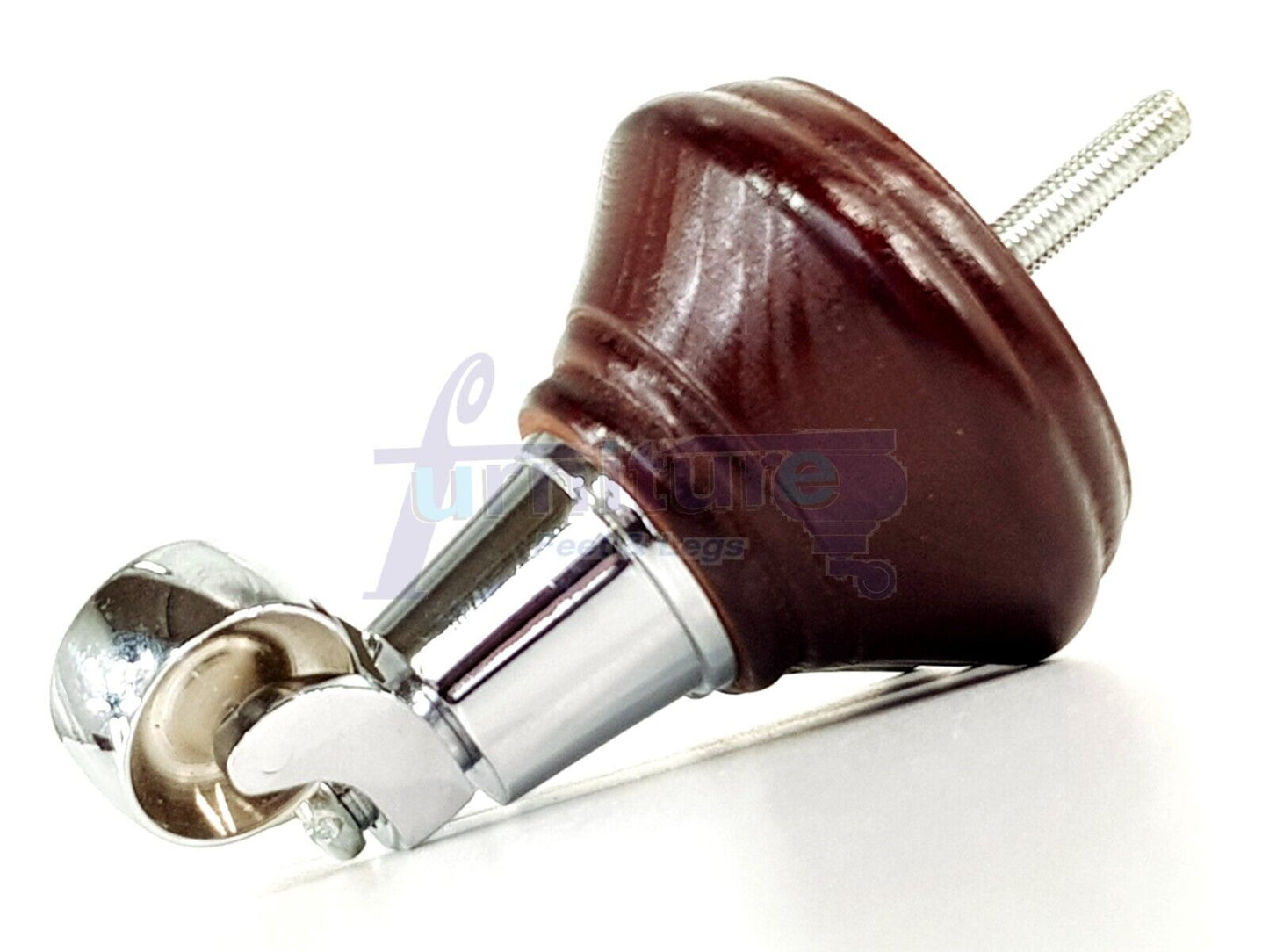 4x Mahogany Wooden Furniture Sofa Legs M8 With Castors Replacment Chair Settee Feet 115mm - 125mm High