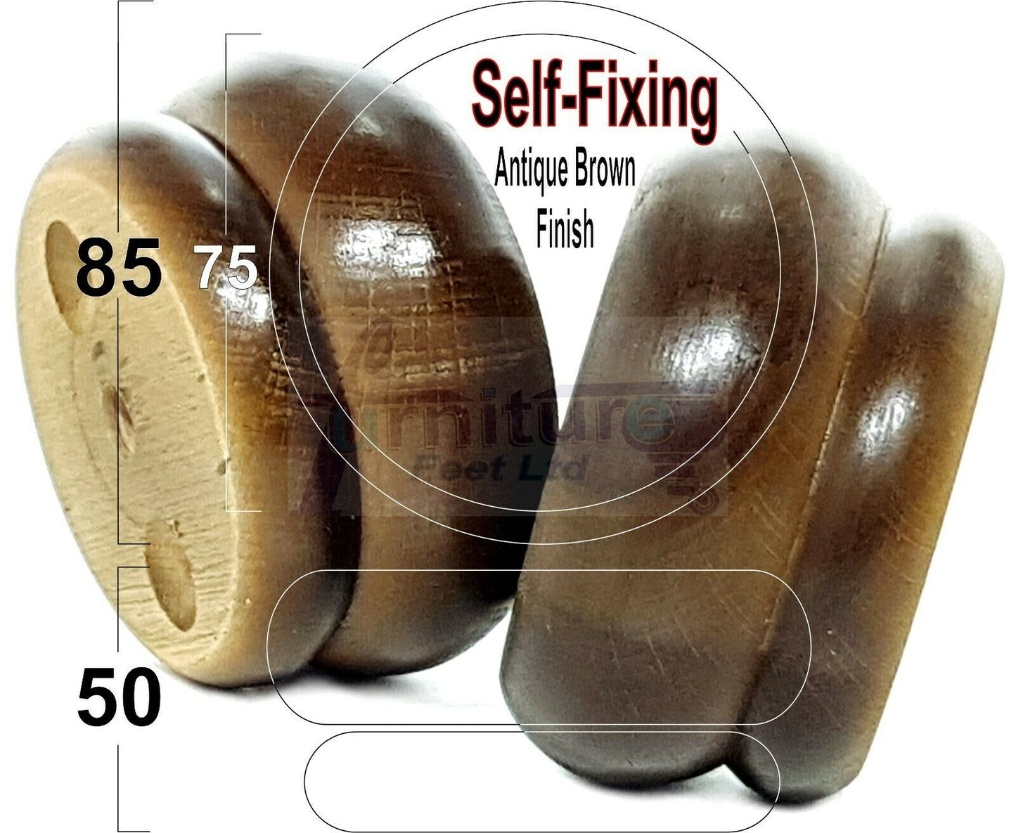 4 Turned Wood Furniture Legs Chair Sofa Stool Bed Replacement Bun Feet 50mm High