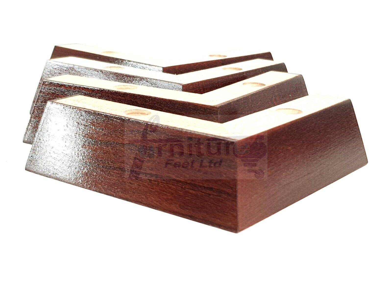 4 Wood Corner Mahogany Furniture Legs 40mm High Replacement Sofa Chair Feet (Self Fix)