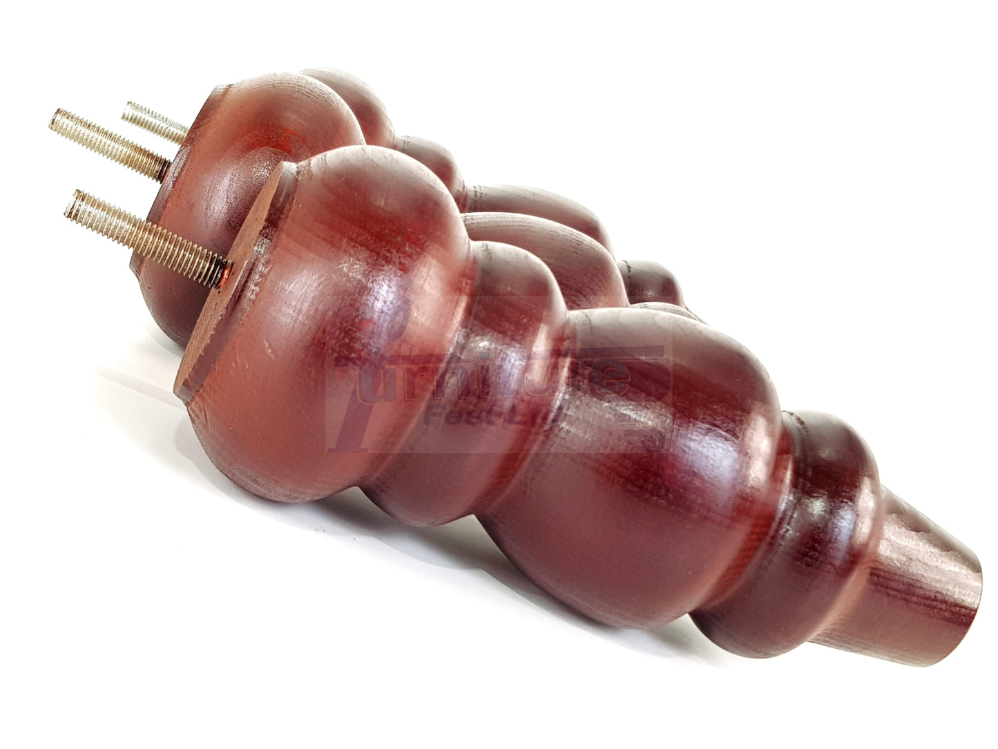 4 Solid Wood Furniture Legs Replacement Turned Feet 200mm High M8(8mm) Thread: Mahogany