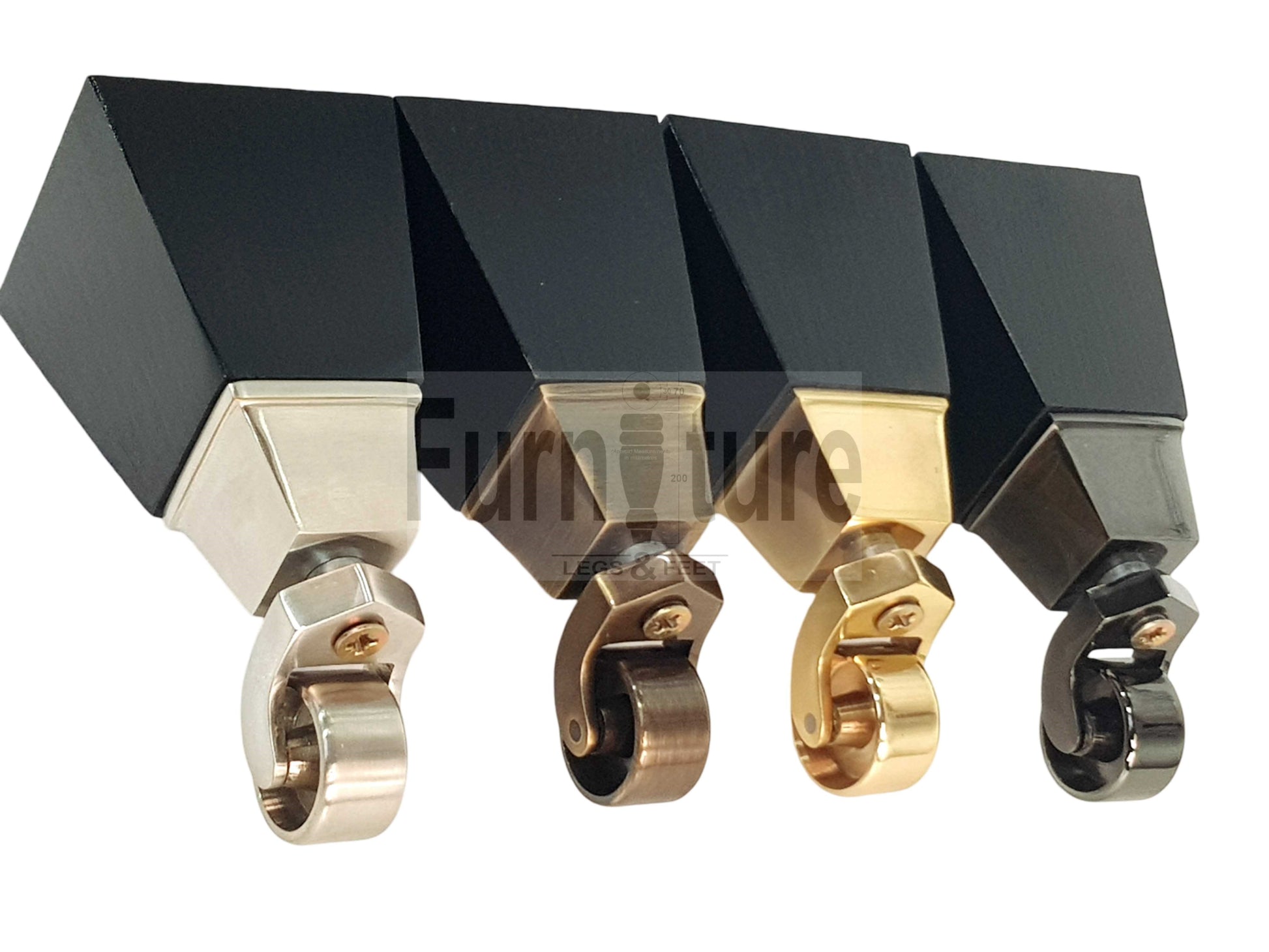 4x Block Wood With Castor Furniture Legs 8mm Thread For Chairs Settees Sofa 150mm