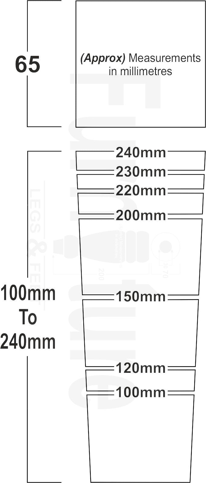 Solid Wood Furniture Feet Square Replacement Block Tapered Legs 120mm High M8 Set of 4 Sofa Chairs Stools Cabinets Beds