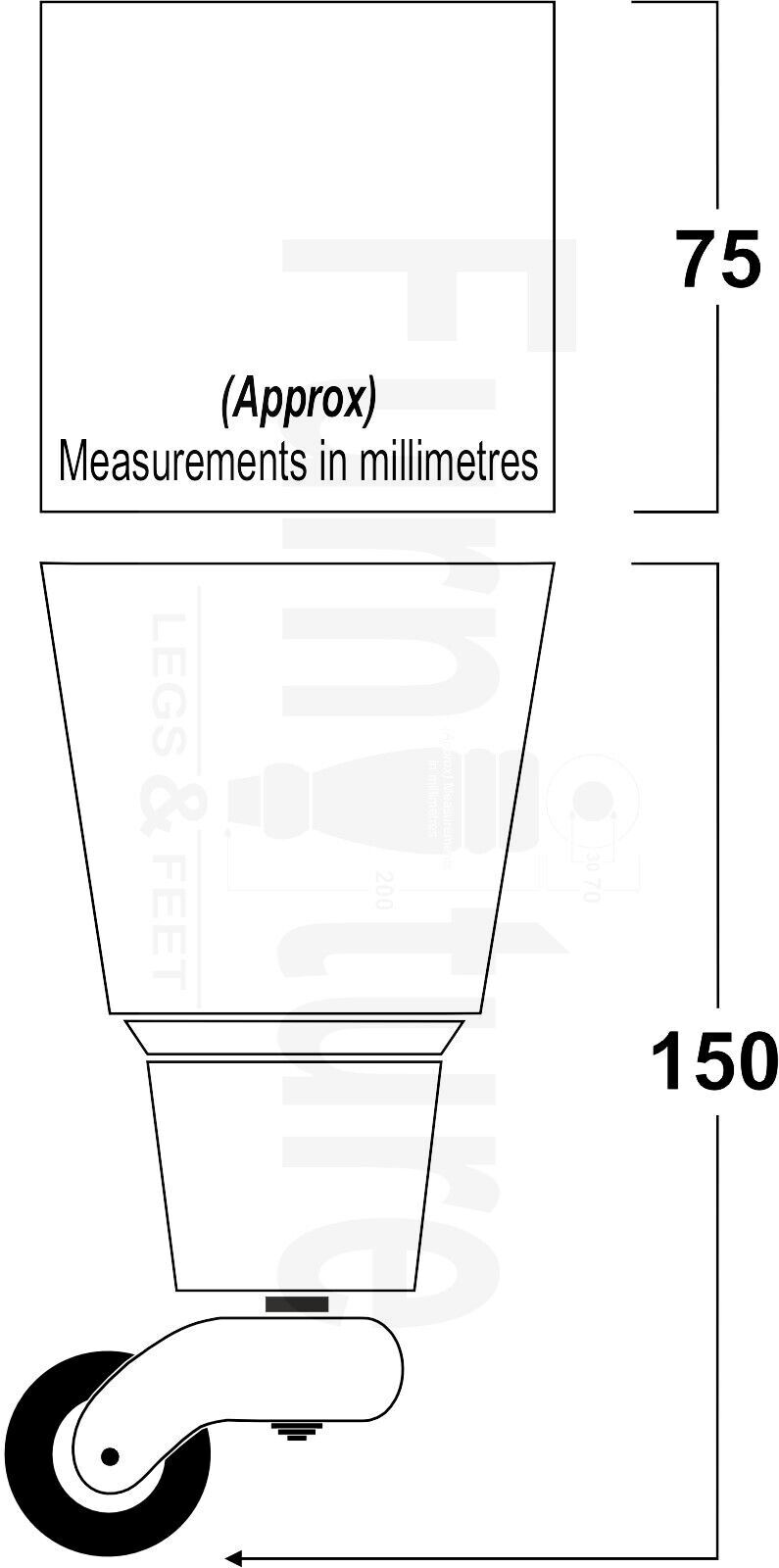 4x Block Wood With Antique Castor Furniture Legs 8mm Thread For Chairs Settees Sofa 150mm