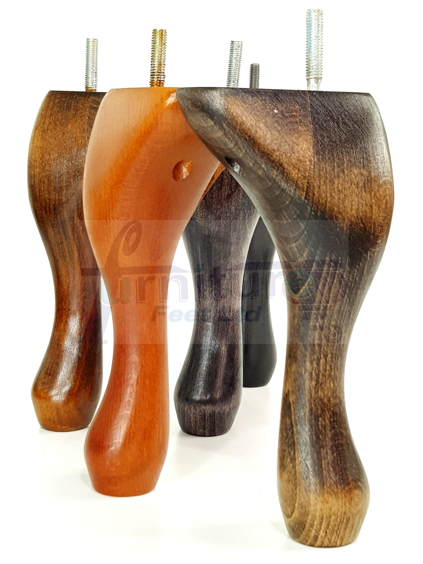 4 Solid Wood Furniture Legs 200mm High Queen Anne Replacement Feet Chairs Settees Sofas M10 Thread